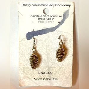 Sterling silver dipped real pine cone earrings